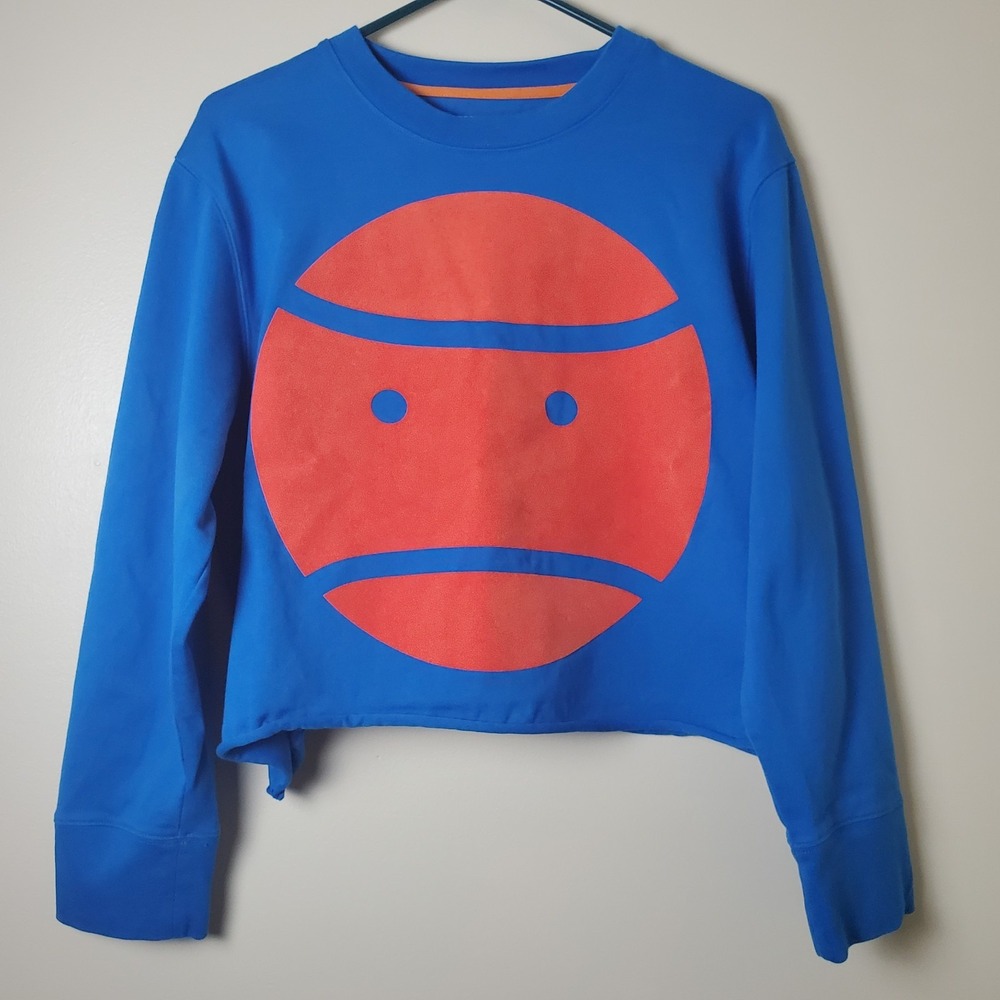 Tory Burch Sport Medium Little Grumps Orange Tennis Ball Blue Sweatshirt